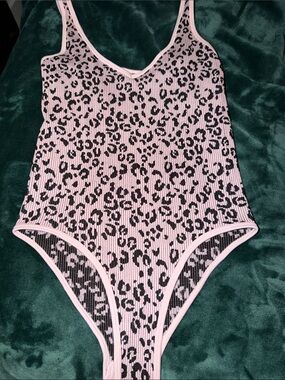 Pink Leopard Ribbed Bodysuit - Women Intimates